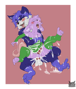 anal anal_orgasm anal_penetration animal_genitalia animal_penis anthro anthro_on_anthro anthro_penetrated anthro_penetrating anthro_penetrating_anthro armwear balls blue_body blue_fur bodily_fluids canine_genitalia canine_penis clothed clothing collar cum cum_everywhere cum_in_ass cum_in_mouth cum_inside cum_while_penetrated cumshot curled_tail curling_toes dress duo ejaculation elbow_gloves excessive_cum excessive_genital_fluids eyes_closed feet femboy folded_ears fur genital_fluids genitals gloves green_clothing hand_on_chest hand_on_leg hands-free handwear holding_partner leg_grab legwear looking_away looking_pleasured male male/male male_on_bottom male_on_top male_penetrated male_penetrating male_penetrating_male messy multicolored_body multicolored_fur nails on_bottom on_lap on_top orgasm orgasm_face penetration penile penile_penetration penis penis_in_ass pink_body pink_fur rat_tail sex simultaneous_orgasms sitting spread_legs spreading tail teeth thigh_grab thigh_highs tongue tongue_out fennephilim_fox alex_ariel lvcifer canid canine canis domestic_cat domestic_dog felid feline felis hybrid mammal murid murine rat rodent hi_res