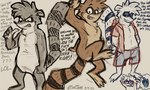 anthro blush bottomwear brown_body brown_fur clothed clothing facial_markings feathers fur gesture hand_gesture head_markings jacket male male_anthro markings mask_(marking) multiple_poses notes nude nude_anthro nude_male open_clothing open_jacket open_mouth open_topwear pointing pointing_at_self pose profanity raccoon_tail short short_anthro short_male shorts simple_background solo standing tail tail_feathers tan_background teeth teeth_showing text thought_bubble topwear anonymous_artist cartoon_network regular_show rigby_(regular_show) mammal procyonid raccoon artist_name digital_media_(artwork) english_text sketch