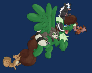 belly black_body black_fur black_markings black_stripes black_tail blue_eyes brown_body brown_eyes brown_fur brown_hair brown_mane brown_tail clawed_hands claws cutie_mark derpibooru_community_collaboration fangs feral fluffy fluffy_chest flying fur green_body green_eyes green_fur grey_body grey_fur group hair hanging_on hooves looking_at_another lying lying_on_another male male_feral mane markings open_mouth orange_body orange_fur orange_hair pawpads paws pink_nose pink_wings raccoon_tail simple_background sitting sitting_on_another sitting_on_back sitting_on_head skunk_tail smile smiling_at_another smiling_at_each_other spread_wings squirrel_tail striped_markings striped_tail stripes tail tail_markings tan_belly tan_body tan_fur teeth toe_claws tongue tongue_out transparent_background white_belly white_body white_face white_fur white_stripes white_tail wings euspuche derpibooru hasbro my_little_pony mythology fan_character bat equid equine flying_fox mammal megabat mephitid mythological_creature mythological_equine pegasus procyonid raccoon rodent sciurid skunk striped_skunk tree_squirrel alpha_channel colored digital_media_(artwork) hi_res