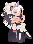 alcohol anthro areola beverage big_areola big_breasts big_hair black_clothing black_dress black_hair breasts cat_ear_headband clothed clothing dress female footwear fur hair high_heels holding_breast nipples shoes solo speaker tail teal_eyes thighs_crossed topless white_body white_fur kajiilitz kally_(huf13) eulipotyphlan hedgehog mammal absurd_res digital_drawing_(artwork) digital_media_(artwork) hi_res