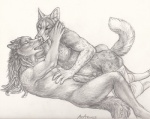 animal_genitalia anthro anthro_on_anthro claws duo erection eyes_closed fur genitals hair long_hair male male/male nude open_mouth penis sex smile tail tongue rukis grayson_reed luther_denholme canid canine canis mammal wolf 2015