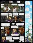 absurd_res ambiguous_gender anthro beard canid canine canis chelsea_addison clothed clothing comic cooper_estevez dialogue domestic_dog eating english_text facial_hair female gary_(jackaloo) group hi_res jackaloo jenn_(jackaloo) male mammal nonbinary_(lore) profanity river_lakes slightly_chubby speech_bubble text wolf