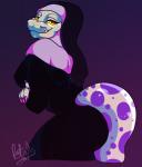 anthro breasts butt clothed clothing female looking_at_viewer non-mammal_breasts nun pose simple_background smile solo standing tail teeth yellow_eyes kotalis mythology the_nun dragon lizard mythological_creature mythological_scalie reptile scalie 2018 absurd_res digital_drawing_(artwork) digital_media_(artwork) hi_res