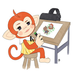 ahoge anthro big_ears creating_art drawing_table duo erection eyebrows feet female fur genitals hair kneeling kneeling_on_ground lamp looking_at_viewer male male/female orange_body orange_fur pencil_(object) penis raised_eyebrow scribbles smile smug smug_face spread_legs spreading tail vulva innotsu sega super_monkey_ball aiai palette_(super_monkey_ball) haplorhine mammal monkey primate 1:1 hi_res