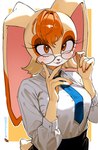 Rating: s
ID: 5650772
Date: 2025-06-18 10:44:45 -0400
Status: active
Score: 9
2025 5_fingers anthro artist_name big_ears black_nose breasts clothed clothing collared_shirt dress_shirt eyelashes eyewear female fingers fruitcrunchi fully_clothed glasses hair hi_res lagomorph leporid long_ears looking_at_viewer mammal mature_female necktie orange_eyes orange_hair rabbit sega shirt short_hair smile solo sonic_the_hedgehog_(series) text topwear twitter_handle vanilla_the_rabbit post #5650772