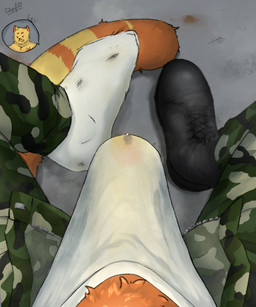 anthro bodily_fluids boots bottomwear bulge camo camo_bottomwear camo_clothing camo_pants camo_print clothing combat_boots dirty dirty_clothing dirty_socks dirty_underwear first_person_view footwear fur genital_fluids grey_background leaking_precum male orange_body orange_fur pants pattern_bottomwear pattern_clothing pattern_pants precum shoes simple_background sitting socks solo tail underwear urine watersports white_clothing white_footwear white_socks yellow_body yellow_fur crispyfox domestic_cat felid feline felis mammal digital_drawing_(artwork) digital_media_(artwork) digital_painting_(artwork) hi_res painting_(artwork)