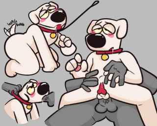 anal anthro bodily_fluids collar collar_pull cum cum_in_mouth cum_inside drooling duo fucked_silly fur genital_fluids grabbing_partner leash leashed_collar looking_pleasured male male/male oral red_collar saliva tail tail_motion tailwag white_body white_fur poprocks-coke family_guy brian_griffin canid canine canis domestic_dog mammal 5:4