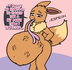 2_tails ambiguous_gender ambiguous_pred ambiguous_prey anthro anthro_pred anthro_prey belly big_belly black_eyes brown_body brown_fur cute_pose dialogue eevee eeveelution english_text espeon fluffy fluffy_tail forked_tail fur gameplay_mechanics generation_1_pokemon generation_2_pokemon group hand_imprint huge_belly imprint inflation inflation_fetish intersex intersex/intersex leaning_on_belly long_ears long_tail looking_at_belly looking_down looking_down_at_stomach multi_tail multiple_prey navel neck_tuft nintendo oral_vore pokemon pokemon_(species) pompuffy_(artist) raised_tail sequence speech_bubble squirming struggling struggling_prey swallowing tail text trio tuft unusual_anatomy unusual_tail vore weight_gain weight_gain_drive willing_pred