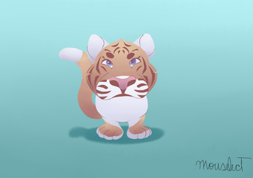 armless belly big_nose blue_eyes brown_body brown_eyebrows brown_fur brown_pupils cyan_background eyebrows feral front_view fur gradient_background handless looking_at_viewer male mouth_closed nude orange_body orange_fur paws pink_nose pupils simple_background solo standing striped_body striped_fur stripes white_body white_fur mouselect felid mammal pantherine tiger absurd_res hi_res