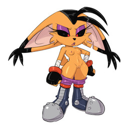 breasts clothed clothing dipstick_ears ear_markings eyelashes eyeshadow female fur genitals makeup markings multicolored_body multicolored_ears multicolored_fur nipples red_eyes simple_background solo vulva white_background third-party_edit zahoggu archie_comics sega sonic_the_hedgehog_(archie) sonic_the_hedgehog_(comics) sonic_the_hedgehog_(series) conquering_storm felid feline lynx mammal hi_res
