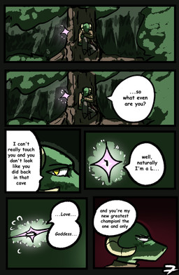anthro clothed clothing dialogue duo female horn text yellow_eyes brradett lernie_(brradett) love_goddess_(brradett) scalie absurd_res colored comic english_text hi_res shaded