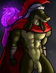 abs anthro armor balls biceps cloak clothing duo facial_hair flaccid foreskin genitals glowing glowing_hair guard hair headgear helmet horn humanoid_genitalia humanoid_penis looking_at_viewer male male/male muscular navel nipples penis unretracted_foreskin warrior bgn final_fantasy final_fantasy_xii mythology square_enix bangaa equid equine mammal mythological_creature mythological_equine unicorn