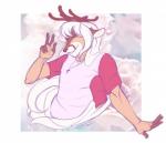 anthro antlers clothed clothing eyes_closed hair horn jewelry long_hair male necklace smile solo formalinov deer mammal sketch