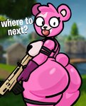 anthro female looking_at_viewer solo text tongue tongue_out lewdewott epic_games fortnite cuddle_team_leader bear mammal hi_res unavailable_at_source