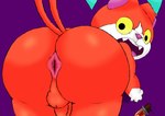 anthro anus balls big_butt black_eyes butt butt_focus candy chocolate dessert fangs food fur genitals green_tail looking_back male nude penis pink_nose purple_background rear_view red_body red_ears red_fur red_tail sharp_teeth simple_background solo surprised_expression tail teapot_(body_type) teeth thick_thighs tongue two_tone_tail white_body white_fur yellow_sclera nekoni asian_mythology east_asian_mythology japanese_mythology level-5 mythology yo-kai_watch jibanyan domestic_cat felid feline felis mammal yokai 2022 digital_media_(artwork) hi_res