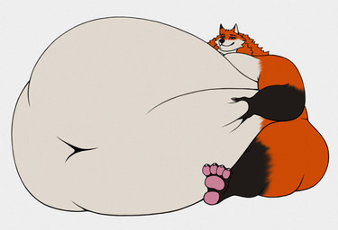 4_toes 5_fingers anthro belly belly_grab big_belly black_eyebrows black_nose brown_eyes claws deep_navel dipstick_ears ear_markings eyebrows feet fingers fur gloves_(marking) grey_claws happy huge_belly hyper hyper_belly leg_markings male markings moobs morbidly_obese morbidly_obese_anthro morbidly_obese_male multicolored_body multicolored_ears multicolored_fur navel obese obese_anthro obese_male orange_body orange_fur overweight overweight_anthro overweight_male pawpads pink_pawpads simple_background sitting socks_(marking) solo toes white_background blojack_(artist) canid canine fox mammal hi_res
