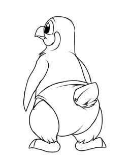ambiguous_gender anthro beak bite bottomwear butt butt_bite clothed clothing duo feathers feral loincloth loincloth_only male pain rear_view tail tail_feathers topless enricthepenguin enric avian bird penguin reptile scalie snake 2d_animation animated digital_media_(artwork)
