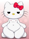 anthro areola bedroom_eyes belly biped black_eyes blush blush_lines female flat_chested front_view genitals kneeling looking_at_viewer narrowed_eyes navel nipples no_pupils nude pink_areola pink_background pink_nipples pussy red_bow seductive short_stack simple_background slightly_chubby slightly_chubby_anthro slightly_chubby_female solo thick_thighs whiskers white_body white_ears yellow_nose zinzoa hello_kitty_(series) sanrio hello_kitty_(character) domestic_cat felid feline felis mammal 2025 absurd_res cel_shading digital_media_(artwork) hi_res shaded