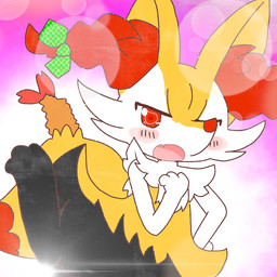 accessory ambiguous_anthro ambiguous_gender anthro biped blush blush_stickers bow_ribbon digitigrade dipstick_tail featureless_crotch flesh_fang food front_view hair_accessory hair_bow hair_ribbon lens_flare looking_at_viewer markings narrowed_eyes object_in_tail on_one_leg open_mouth ribbons shrimp_(food) simple_background snout solo spread_legs spreading standing tail tail_markings annyui0611 nintendo pokemon braixen canid generation_6_pokemon mammal pokemon_(species) 1:1 2022 digital_drawing_(artwork) digital_media_(artwork) hi_res japanese_description portrait three-quarter_portrait translated_description