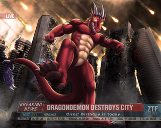 4_toes 5_fingers abs anthro biceps biped bodily_fluids building car city cityscape claws crush destruction detailed_background dirty dirty_feet featureless_crotch feet fingers fire glowing glowing_eyes green_eyes horn low-angle_view macro macro_male male muscular muscular_anthro muscular_male nude outside pawpads paws pecs red_body red_scales red_tail scales smoke solo spikes spikes_(anatomy) stomping tail tail_tuft tan_body teeth text toe_claws toes tuft vehicle yellow_eyes dream_and_nightmare european_mythology mythology cirez dragon mythological_creature mythological_scalie scalie western_dragon 5:4 digital_media_(artwork) english_text