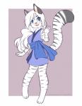 4_toes anthro asian_clothing barefoot blue_eyes chibi claws clothed clothing east_asian_clothing feet female fingers fur hair japanese_clothing leucistic long_hair looking_at_viewer open_mouth simple_background smile solo striped_body striped_fur stripes teeth toes tongue white_body white_fur katibara melody_(sakuradlyall) felid mammal pantherine tiger digital_media_(artwork) hi_res