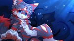 2024 anthro biped blue_eyes domestic_cat felid feline felis fur grey_body grey_fur hlg7777 kemono looking_at_viewer male mammal nude_anthro nude_male red_body red_fur solo underwater water white_body white_fur