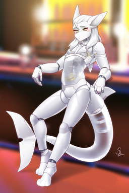 anthro machine male nude solo translucent translucent_body nariikhan aquatic fish robot robot_anthro shark 2:3 absurd_res hi_res
