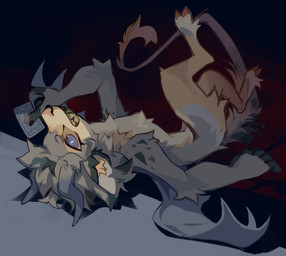 anthro arm_tuft bared_teeth chest_tuft elbow_tuft facial_piercing fur grey_body grey_eyes grey_fur holding_card looking_at_viewer lying male male_anthro membrane_(anatomy) membranous_wings nose_piercing nose_ring on_back piercing pupils ring_piercing septum_piercing septum_ring solo tan_body tan_fur teeth tuft white_pupils wings corzh77 mythology dragon furred_dragon furred_scalie mythological_creature mythological_scalie scalie absurd_res hi_res