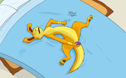 4_toes ambiguous_gender anal anal_masturbation anthro anus bed bed_sheet bedding butt chest_tuft feet fur furniture hindpaw male masturbation pawpads paws pillow sex_toy simple_background solo striped_arms toes tuft hottsel jak_and_daxter naughty_dog sony_corporation sony_interactive_entertainment daxter hybrid mammal mustelid ottsel 16:10 colored hi_res widescreen