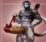 anthro balls big_penis bow_ribbon brush ear_piercing facial_piercing fur genitals gold_(metal) gold_jewelry holidays huge_penis humanoid_genitalia humanoid_penis hyper hyper_genitalia hyper_penis jewelry kiss_mark leopard_spots lipstick_on_balls looking_at_viewer male masculine multicolored_body multicolored_fur nose_piercing paintbrush penis piercing ribbons solo spots tail text text_on_body vein veiny_penis katsumizi valentine's_day felid leopard mammal pantherine hi_res