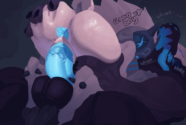 anthro anthro_on_anthro anthro_penetrated anthro_penetrating anthro_penetrating_anthro anus balls big_balls big_butt big_penis black_balls black_body blue_anus blue_blush blue_eyes blue_mouth blue_penis blue_tongue blue_vulva blush blush_lines bodily_fluids breath butt butt_grab cloven_hooves dialogue duo female female_anthro female_penetrated from_front_position fur fur_markings genital_fluids genitals good_boy hair hand_on_butt heart_symbol hooves leg_grab looking_back lying male male/female male_anthro male_penetrating male_penetrating_female markings mask mask_only muscular muscular_male nude nude_anthro nude_female nude_male on_back open_mouth panting penetration penile penile_penetration penis penis_in_vagina purple_body purple_fur reverse_missionary_position scut_tail sex short_tail simple_background spread_anus spread_butt spreading sweat sweaty_butt tail talking_to_another talking_to_partner text thigh_grab tongue tongue_out unguligrade vaginal vaginal_fluids vaginal_penetration vaginal_tugging vulva wearing_mask white_body white_fur white_hair nixie01 league_of_legends riot_games tencent kindred_(lol) lamb_(lol) wolf_(lol) bovid canid canine canis caprine mammal sheep wolf 2025 alternate_version_at_source colored digital_drawing_(artwork) digital_media_(artwork) english_text hi_res lineless shaded