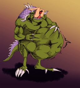 abdominal_bulge anthro anthro_pred belly big_belly black_sclera female female_prey genitals green_body green_skin hand_on_belly horn huge_belly human_prey male male_pred mass_vore monster_pred multiple_prey muscular muscular_male oral_vore penetration red_eyes sharp_teeth tail teeth tongue vaginal vaginal_penetration vore vulva lordweegee64 final_fantasy final_fantasy_vi square_enix human humbaba mammal monster hi_res