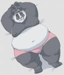 2019 absurd_res anthro bear bed belly bulge captainjusticevirtsuoso clothing furniture giant_panda hi_res humanoid_hands justicecaptainv lying male mammal moobs navel nipples overweight overweight_anthro overweight_male solo teeth underwear