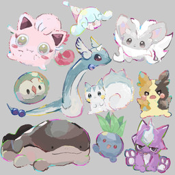 ambiguous_gender angry anthro blue_body blue_hair brown_body fangs featureless_crotch feral fur green_body grey_body grey_eyes grey_fur hair half-closed_eyes horn leaf_(anatomy) multicolored_body narrowed_eyes obscured_eyes open_mouth pink_body pink_fur pink_hair plant red_eyes simple_background solo tail teeth tongue tongue_out white_body white_fur yellow_eyes kako_xox nintendo pokemon ancient_pokemon cinccino clodsire dragonair elemental_creature flora_fauna generation_1_pokemon generation_4_pokemon generation_5_pokemon generation_8_pokemon generation_9_pokemon hatenna mammal morpeko morpeko_(full_belly_mode) oddish pachirisu paradox_pokemon pokemon_(species) rodent sciurid scream_tail solosis toxel tree_squirrel waddling_head 1:1 2025