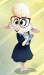 anthro big_glasses clothed clothing eyewear female fur glasses solo wool_(fur) vivzmind disney zootopia dawn_bellwether bovid caprine domestic_sheep mammal sheep 2016 hi_res