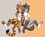 4_toes 5_fingers abstract_background accessory ahoge anthro black_ear_tips black_spots black_stripes black_tail_tip blue_inner_ear blue_inner_ear_fluff breast_size_difference breasts brown_eyebrows brown_hair brown_nose brown_pawpads canid canine casual_nudity chest_tuft closed_smile colored conditional_dnp countershading digitigrade dipstick_ears dipstick_tail duo ear_markings eyebrow_through_hair eyebrows featureless_breasts feet felid female female_anthro fingers flora_(twokinds) fur grey_body grey_fur grey_hair grey_nose hair hair_accessory hairband hairband_only hindpaw hybrid inner_ear_fluff kathrin_vaughan keidran long_hair looking_at_viewer mammal markings medium_breasts mouth_closed multicolored_body multicolored_ears multicolored_fur nude nude_anthro nude_female orange_body orange_fur pantherine pawpads paws pink_inner_ear pink_pawpads simple_background sitting small_breasts smile smiling_at_viewer spots spotted_body spotted_fur spotted_markings spotted_tail striped_body striped_fur striped_markings striped_tail stripes tail tail_markings teal_eyes tiger toes tom_fischbach translucent translucent_hair tuft twokinds white_body white_fur yellow_eyes