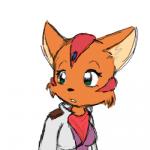 anthro black_nose clothing electronics female green_eyes headgear headphones headset jacket open_mouth scarf simple_background solo teeth topwear shini-smurf nintendo star_fox fara_phoenix canid canine fox mammal 1:1 low_res