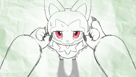 ambiguous_gender black_claws black_finger_claws claws duo finger_claws fingers fur iris pink_eyes pupils shadow solo_focus standing drunk_oak nintendo pokemon generation_9_pokemon pokemon_(species) sprigatito 16:9 2023 hi_res widescreen