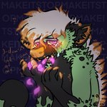 anthro cough glitter hanahaki_disease heart_eyes heart_symbol love lovesick male niven petals piercing shaking solo starseeker domestic_cat felid feline felis hybrid hyena mammal 1:1 hi_res trans_(lore) trans_man_(lore)