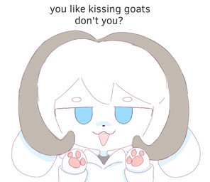 :3 anthro big_ears big_head blue_eyes close-up clothing dialogue ears_down eyebrows fur hair hoodie horn kemono male narrowed_eyes open_mouth pawpads paws pivoted_ears question raised_arms shadow single_tooth small_nose smug solo species_in_dialogue teeth text topwear white_body white_fur white_hair sodanalan1998 boy_kisser_(meme) eina_(fiddleafox) alpine_goat bovid caprine domestic_goat goat mammal 2023 digital_drawing_(artwork) digital_media_(artwork) english_text meme reaction_image