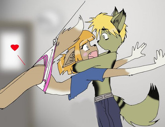 anthro briefs censored_genitalia censored_penis clothed clothing colored_edge_panties colored_edge_underwear duo embarrassed female fish_hook hook male male/female panties pantsless shirtless_male underwear wedgie white_clothing white_panties white_underwear dogmaf canid canine mammal censored