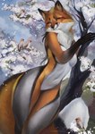 anthro black_nose breasts eyelashes featureless_breasts featureless_crotch female fur nude orange_body orange_fur smile juliathedragoncat reyna_(reynafox) avian bird canid canine fox mammal 2021 absurd_res digital_media_(artwork) hi_res