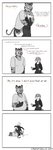 angry anthro clothing duo hoodie hug humor kick male male/male text topwear canisfidelis okami_tokage vrock felid lizard mammal pantherine reptile scalie tiger absurd_res black_and_white comic digital_media_(artwork) english_text hi_res monochrome