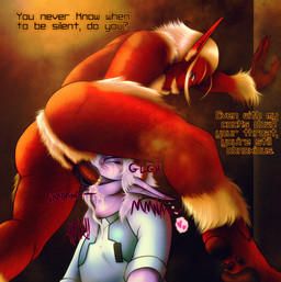 alien_genitalia ankle_tuft arm_tuft blonde_hair bodily_fluids body_hair butt_hair chest_hair chest_tuft clothing cum cum_drip cum_in_mouth cum_inside cum_on_face decurion degradation dirty_talk dripping duo ear_tuft ears_back face_fucking facial_hair fur genital_fluids genitals goatee hair hand_on_wall hip_tuft humiliation intersex intersex/male irrumatio leg_tuft male male_penetrated maleherm maleherm/male multi_eye multi_genitalia multi_penis muscular muscular_intersex muscular_maleherm mustache noisy_oral not_furry not_furry_focus oral pawpads paws penetration penile penis penis_in_mouth pivoted_ears pointy_ears purple_body questionable_consent red_body red_fur scientist sex shoulder_tuft tuft tufted_fur unhinged_jaw uniform white_hair wrist_tuft yellow_body yellow_eyes yellow_fur amsel legatus alien alien_humanoid humanoid hi_res