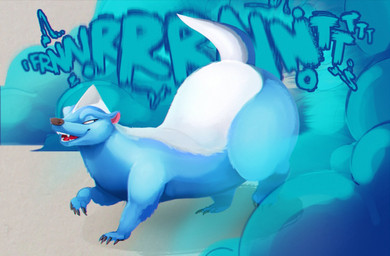 big_butt blue_body blue_eyes blue_fart_cloud blue_fur butt fart fart_cloud fart_fetish feral fur hair looking_back male open_mouth open_smile raised_tail smile smug smug_face solo sound_effects tail white_body white_fur white_hair ruben_sling gon_(series) furo_(gon_series) badger honey_badger mammal mustelid musteline hi_res