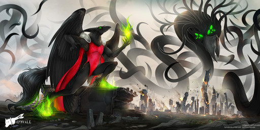 altar ambiguous_gender andromorph anthro apocalypse armpit_fetish atmospheric atmospheric_perspective beak big_wings bioluminescent_eyes black_beak black_body black_feathers black_fur black_scales black_wings building bulge cape city cityscape claws clothing cloud cosmic_horror costume curvy_figure destroy detailed_background downtown dream duo fanged_beak feathered_wings feathers feet femboy fire flaming_hooves fog food fur glowing glowing_hooves green_eyes green_hooves green_sclera hooves horror_(theme) horse_tail hourglass_figure intersex landscape leotard long_ears long_legs long_tail loom looming lovecraft lovecraftian low-angle_view male monstrous multi_eye nightmare noodles rock scales slim slim_anthro slim_male swimwear tail talons tentacles tight_clothing toes wide_hips wings hynvale european_mythology greek_mythology mythology pentazer avian bird corvid corvus_(genus) equid equine hippogriff horse mammal mythological_avian mythological_creature mythological_equine oscine passerine raven hi_res