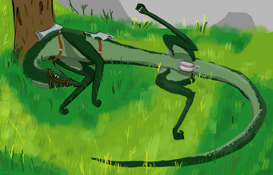 female feral lying on_side outside plant presenting saddle solo spread_legs spreading tree kuvik avatar:_the_last_airbender nickelodeon eel_hound hi_res
