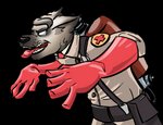 anthro clothing gloves handwear latex male solo fenrisdesigns team_fortress_2 valve hundkopf medic_(team_fortress_2) canid canine canis mammal wolf alpha_channel hi_res