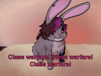 cybernetic_limb ear_piercing female feral piercing sitting solo text zytkal tammy_(snoozyyaloozy) lagomorph leporid mammal rabbit hi_res meme