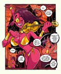 big_breasts bikini bow_(stringed_instrument) bowed_string_instrument breasts cleavage clothed clothing dialogue duo eyewear female glasses gold_bikini hell holding_violin horn horn_jewelry horn_ring humanoid_pointy_ears jewelry male musical_instrument not_furry one_eye_closed pointy_ears red_body red_skin ring_(jewelry) side_shave string_bikini string_instrument swimwear text two-piece_swimsuit violin herny golden_week dave_(herny) mauxie_(herny) demon humanoid 2025 absurd_res comic english_text hi_res